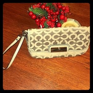 Gray Coach Wristlet Clutch